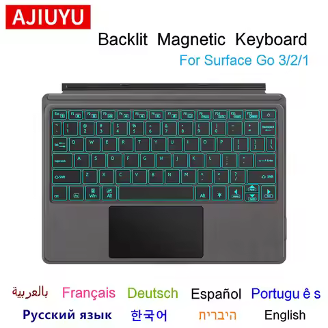 AJIUYU Magnetic Backlit Keyboard For Microsoft Surface Go 3 1 2 Tablet PC Go3 Go2 Go1 10.1 10.5 inch