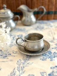 40313-古樸法國古董純錫杯碟