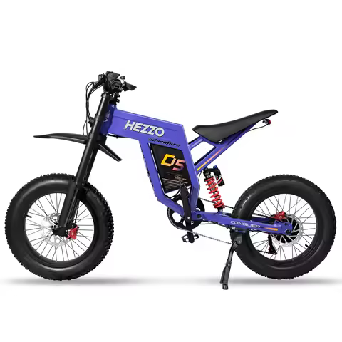 HEZZO 3000W 60V 43mph Powerful Electric Dirt Bike D5 20*4.0 Fat Tire Adult E-Motocross 75-93Miles US