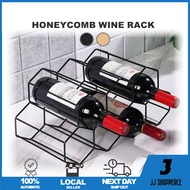 [MY] Honeycomb Wine Rack/ Free Standing Wine Holder/ Tabletop Bottle Organizer/ Metal Barware Shelves/ Space Saver Rack