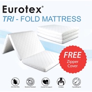 Eurotex, Foldable 3 Fold Foam Mattress, Anti Dust Mite Washable Zip Cover, 6 cm thick, FREE Cotton Zipper Mattress