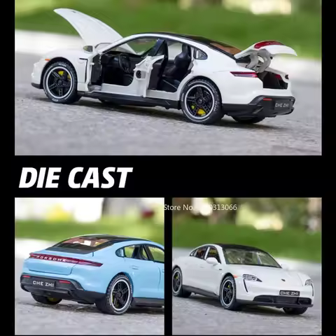 1:32 Taycan 911 Turbo S Alloy Diecast Cars Models Toys Sound Light Miniature Doors Opened Vehicles C