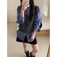 Now | Dream Photography Seoul Home Korean Design Fever Endorsement Popular Blue Plaid Shirt (4 Color