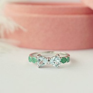 Natural Topaz and Emerald Silver Ring925, promise rings