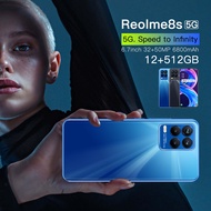 【 NEW 】Reolme 8s 6.7inch 12GB RAM + 512GB ROM Mobilephone 4G/5G Smart Phone Cheap Mobile Gaming Mobile Fone Full Screen