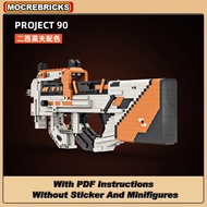 Vũ khí quân đội P90 Submachine Gun Bullets công nghệ cao súng trường có thể bắn MOC khối xây dựng mô