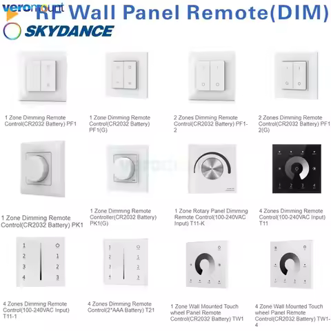 Skydance 2.4G RF Wireless Dimming Panl Remote 1 2 4Zone Touch Knob Rotary Wall Mount PF1-2 PK1 T11-K