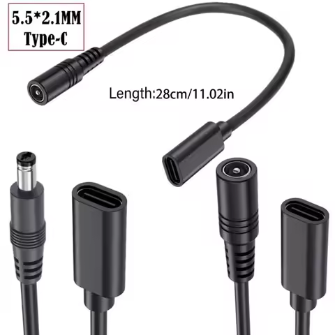 DC Type-c Female To 5.5*2.1 Male/Female Cable 5521 Power Jack DC Power Conector 5.5x2.1 Adapter USB 