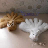 Fox Yellow and White Small Animal Nine-Tailed Fox Figurine Fox Tail Realistic Nine-Tailed Fox9Red Fo