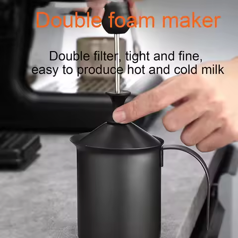 Manual milk frother - made of stainless steel material, with a double-layer design to create perfect