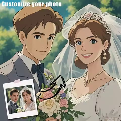 Custom Ghibli Style Cartoon Portrait Wall Art Photo Personalized Create Beautiful Memories Home Deco