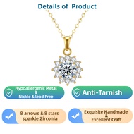 LAMVOICE Snowflake Zirconia Necklace Wedding Anniversary Gift For Girlfriend
