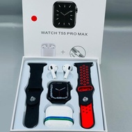 Smart Watch With Earphone (T55 Pro Max Style) + 2 Straps + Bluetooth