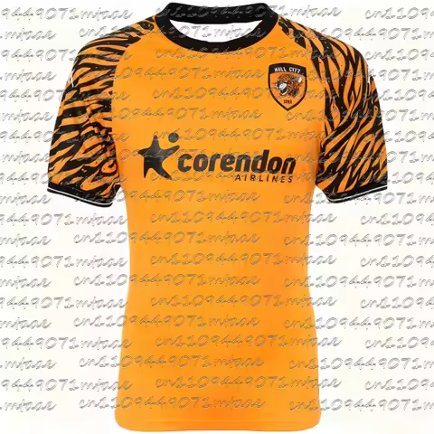 Hull City Orange Tiger Stripe Jersey Corendon Airlines Sponsor EFL Championship Football Shirt for M