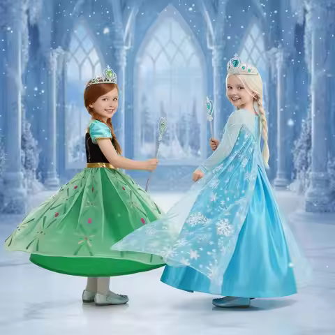 Girls Frozen Anna Elsa Princess Dress Costume Disguise Halloween Cosplay Kids Carnival Children Birt