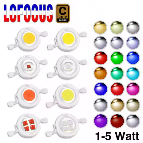 10pcs LED Chip 1W 3W 5W Warm Cool White Red Blue Green Yellow Full Spectrum 660nm 440nm COB Grow Lam