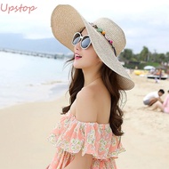 UPSTOP Straw Hat, Casual Foldable Fisherman's Hat,  Breathable UV Protection Beach Hat