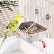 INSTORE1 Cage Mounted Bird Feeder, Acrylic Anti Splashing Bird Food Dispenser, Bird Supplies Large C