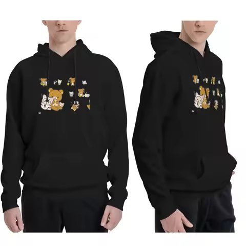 Rilakkuma Sakura Hoodies Men Women Casual Pullover Sweatshirts Hip Hop Long Sleeve Streetwear Autumn