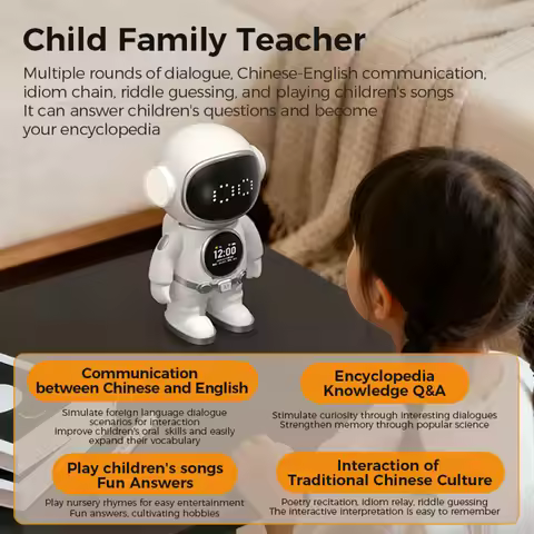AI Smart Robot for Kids WiFi Bluetooth Speaker Interactive AI Smart Educational Robot Companion with
