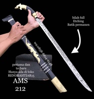 golok panjang macan hitam gold bilah full Etching batik baja strip stellterbaru