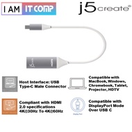 J5Create JCA153G USB-C To 4K HDMI Adapter / HDMI 2.1 Support 4K@60Hz / Plug & Play / Universal Compa