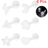 ZS 1 Pair/6 PCs Earrings Clear Acrylic Lobe Earrings 3mm Moon/Star Cartilage Earrings 16G Ear Pierci