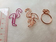 🆕️火烈鳥 戒指 萬字夾 玫瑰金 粉紅色flamingo  ring paper clip