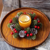 [xdnblun] 7.87" Candle Rings Wreath Greenery Candle Holders Wreaths Christmas Candle Rings Garland f