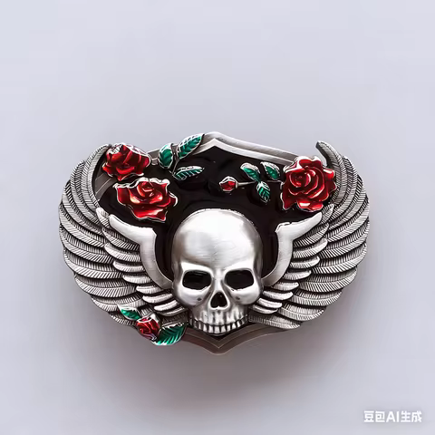 Vintage Western Flowers Wings Emo Skull Belt Buckle also Stock in US BK-SK037 Free Shipping
