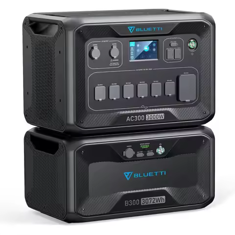 Bluetti AC300 & B300 Bundle: Solar Generator for Camping & Home Backup