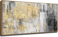 Home Decor Large Wall Art Gold Abstract Art Black Wall Decor Living Room Framed Artwork Paintings fo