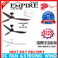 [FREE DELIVERY] [NEW LAUNCH] EMPIRE RACER 36/46/52 DC Ceiling Fan with 3 Tone LED Light with Remote 