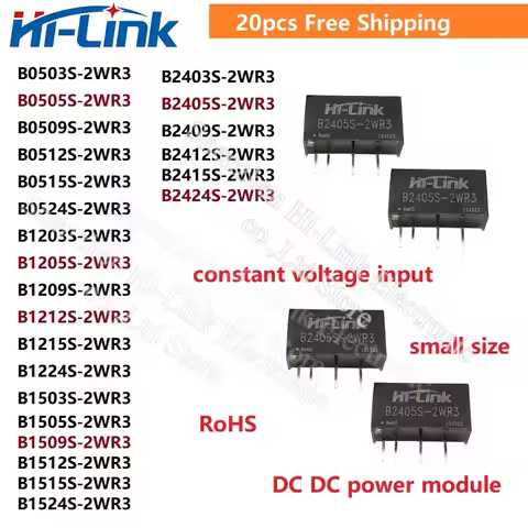 Free Shipping 20Pcs UL Hi-Link B2405S-2WR3 B0505S 2WR3 B0509S B0512S B1205S B1209S B1212S B1215S B12