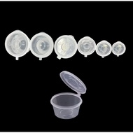 Hinged Cup - sold per 100pcs (0.5oz to 4oz) Sauce Cup with Lids, Clear Plastic Containers Disposable