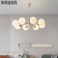 Baohaus Living Room Chandelier Modern Simple Bedroom Study Dining Room Nordic Cream Style Creative Medieval Magic Bean Lamps