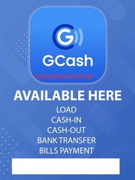 Laminated Gcash cash in cash out  signage for house &amp; sari sari store water proof