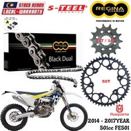 HUSQVARNA 501cc FE501 Full Set Regina Black Dual Chain 520 ZRA Steel Sprocket Sets