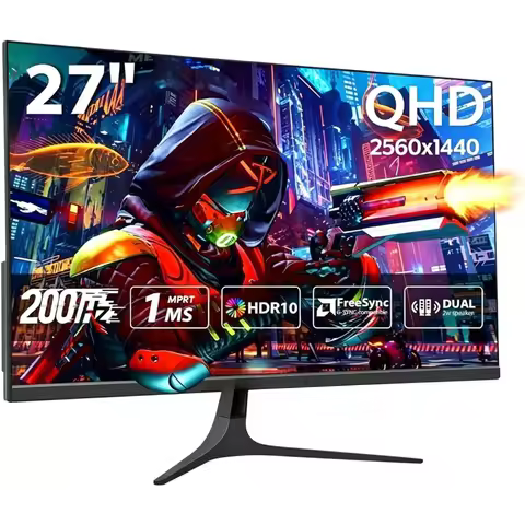Gaming Monitor 27 Inch 1440P 200Hz Fast IPS 2K FreeSync G-Sync HDR10 125% sRGB Speakers HDMI Display