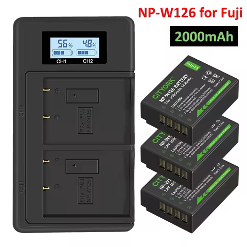 NP-W126S NP W126 Battery with NP-W126 USB LCD Charger for Fujifilm Fuji XT20 XT3 XPro1 X-PRO2 XT30II