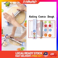 Diamond Stainless Steel Rolling Pin Cookie Dough Rolling Mat Dough Penggelek Biskut Tepung Keluli 不锈