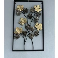 30x50cm Hiasan Dinding Ruang Tamu Metal Frame Floral Black Gold White Colour Element Wall Decoration