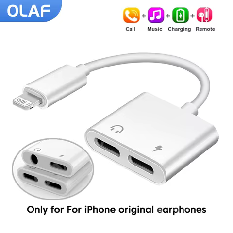 Olaf 2 In 1 Audio OTG Adapter Dual Lighting 3.5mm To IOS Headphone Adapters For iphone 13 14 12 11 P