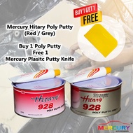 Mercury HITARY 928 PUTTY with Hardener 1KG (Simen Kereta) Buy 1 Get 1 Free Mercury Plastic Putty Kni