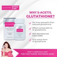 Nuwhite S-Acetyl Glutathione with Collagen Sodium Ascorbate Whitening Skin Glutagen C 30 Capsules
