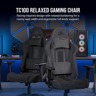 Corsair TC100 RELAXED Gaming Chair - Fabric Black/Grey | Upholstered with soft fabric to keep you co