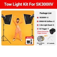 Godox 600Ws SK300IIV Kit 2x SK300IIV Studio Strboe + 2x BW60x90 Bowens Mount Softbox + 2x 2.8m/110" 
