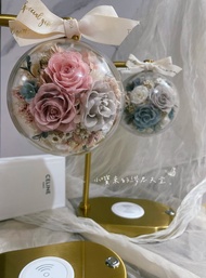 永生花檯燈/手機可無線充電