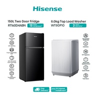 【Bundle Value Buy】2 Door 161L RT160D4ABN + Top Load Washer 8.0KG WT80P10- RT160D4ABN+WT80P10