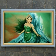 RATU Wall decoration, print painting, queen of the South Beach, nyi roro kidul landscape plus frame,